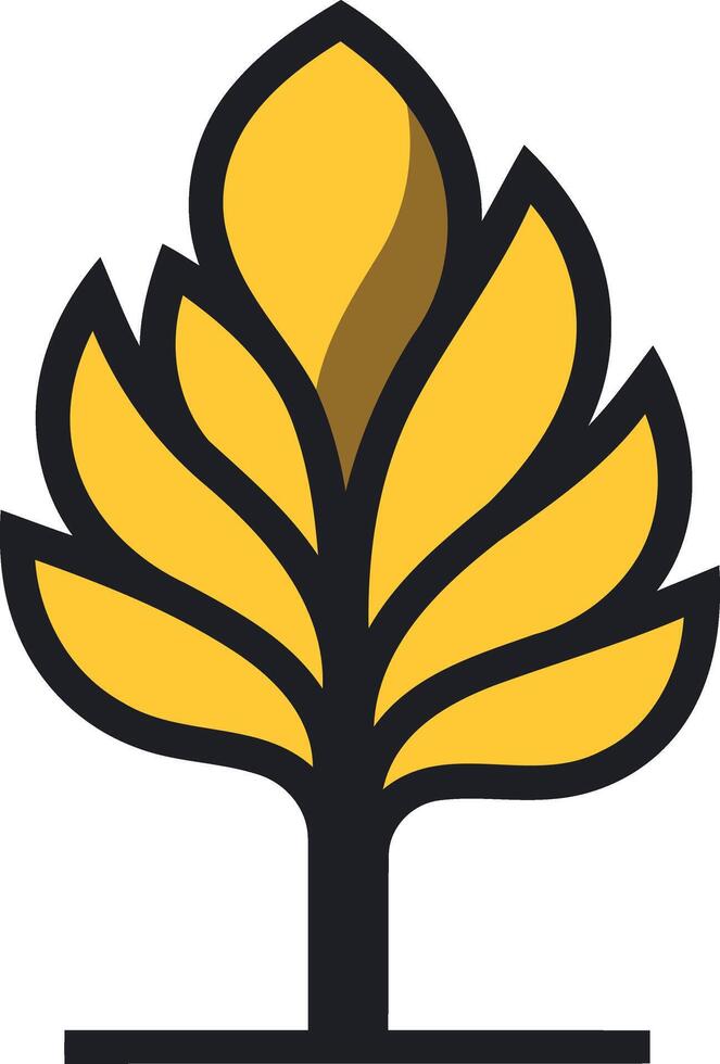 Simple, stylized tree logo with a yellow and black color scheme vector
