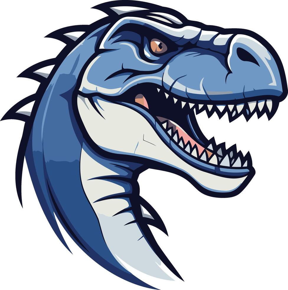 Fierce and cartoonish blue t rex head, perfect for branding, gaming, or mascot design vector