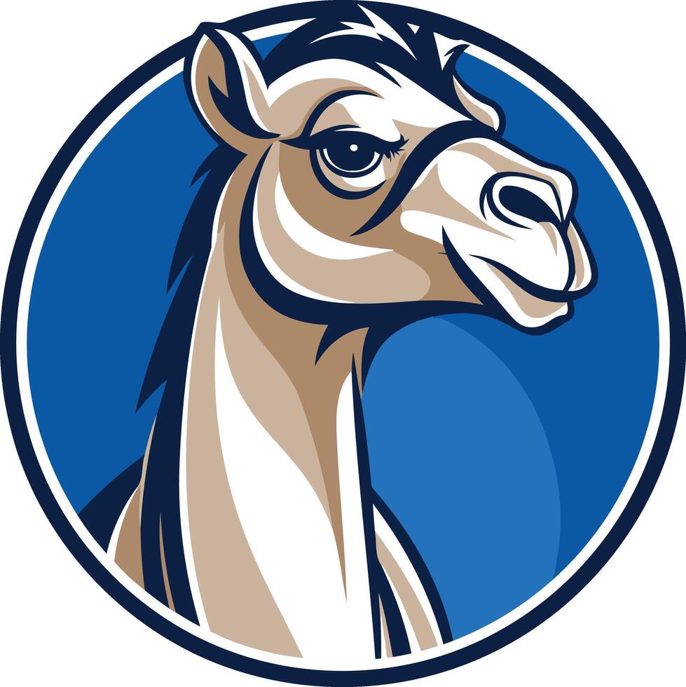 A strong and stylish camel head logo illustration, perfect for a travel company, safari tour operator, or desert themed brand vector