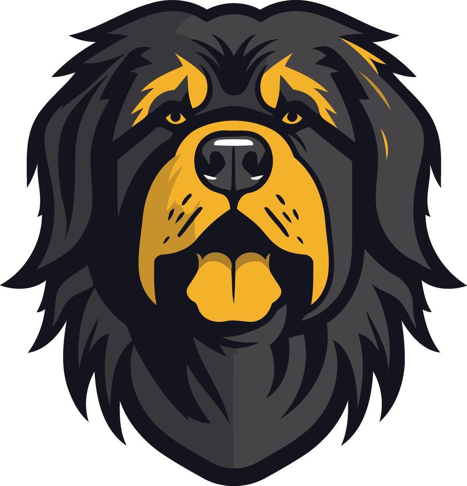 A bold and graphic illustration of a tibetan mastiff head, perfect for branding, mascot designs, and animal themed projects vector