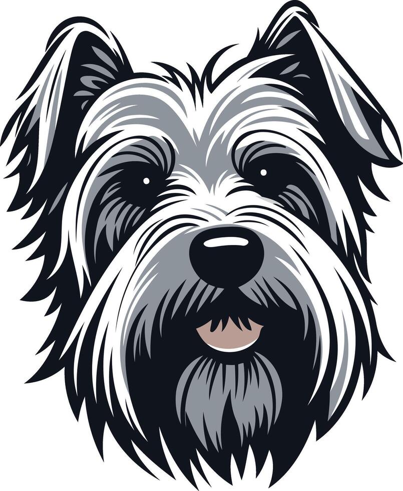 A charming illustration of a friendly looking dog with fluffy fur and big, expressive eyes vector