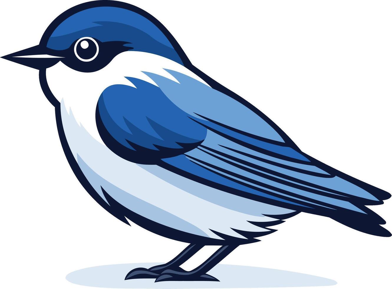 Cute cartoon bluebird with a friendly expression, perfect for children's books, branding, or social media vector