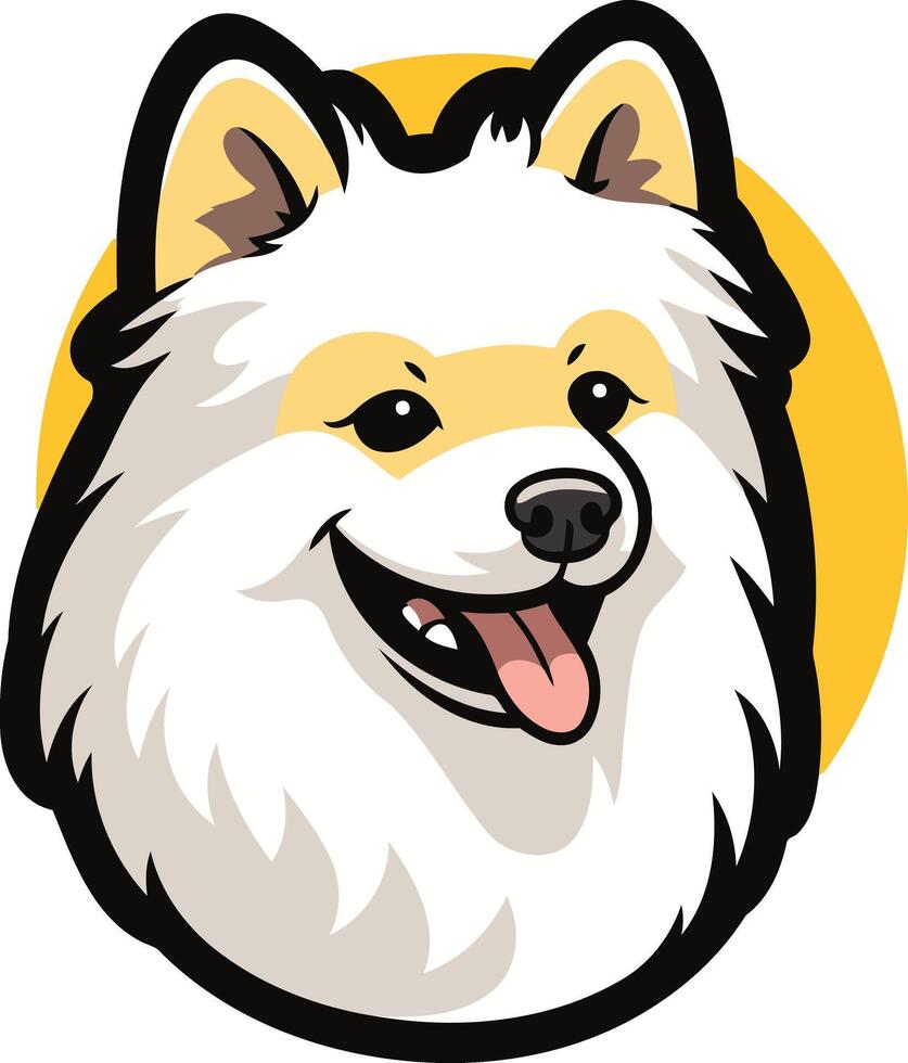 Cute cartoon illustration of a happy pomeranian dog with a big smile vector