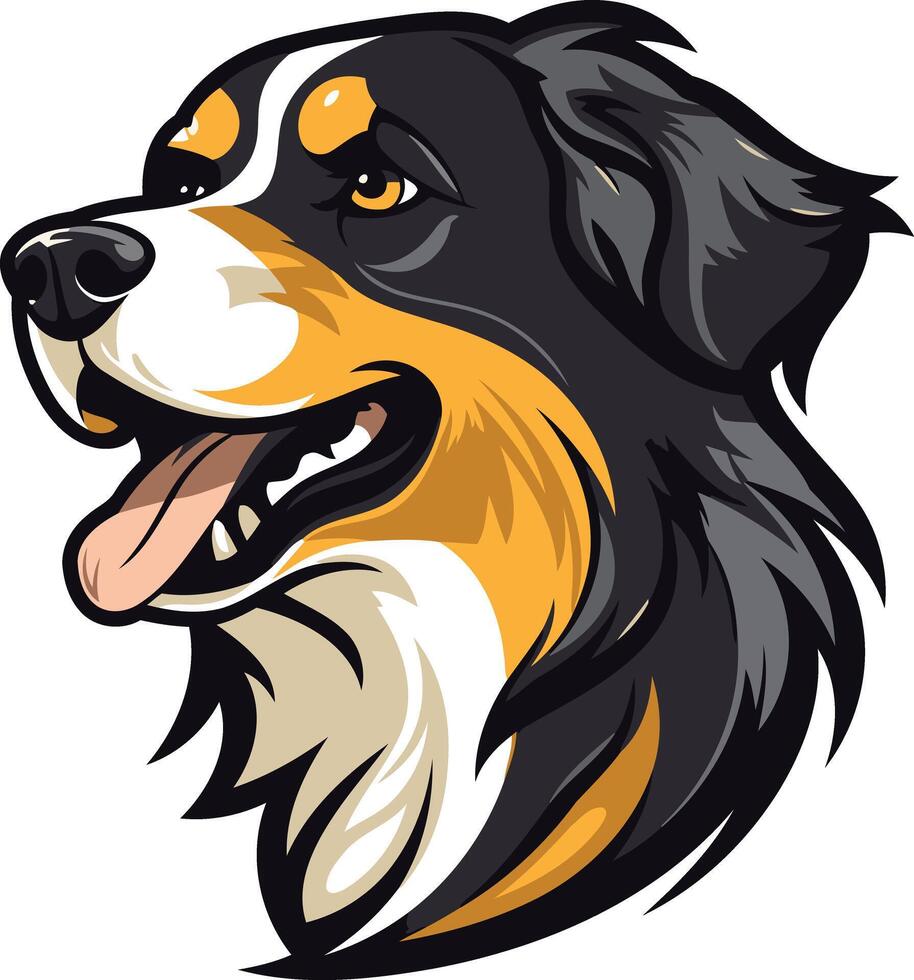 A friendly cartoon bernese mountain dog with a playful expression vector