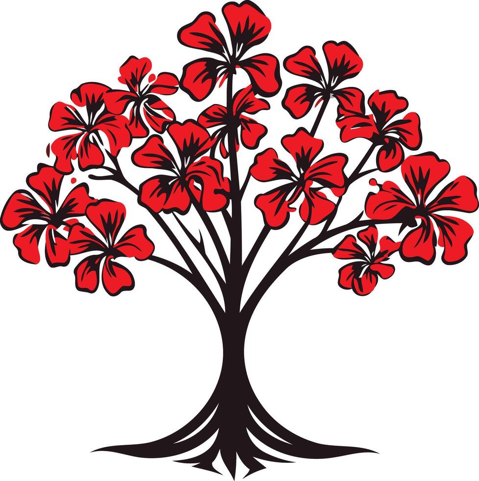 Red Flower Tree Illustration vector