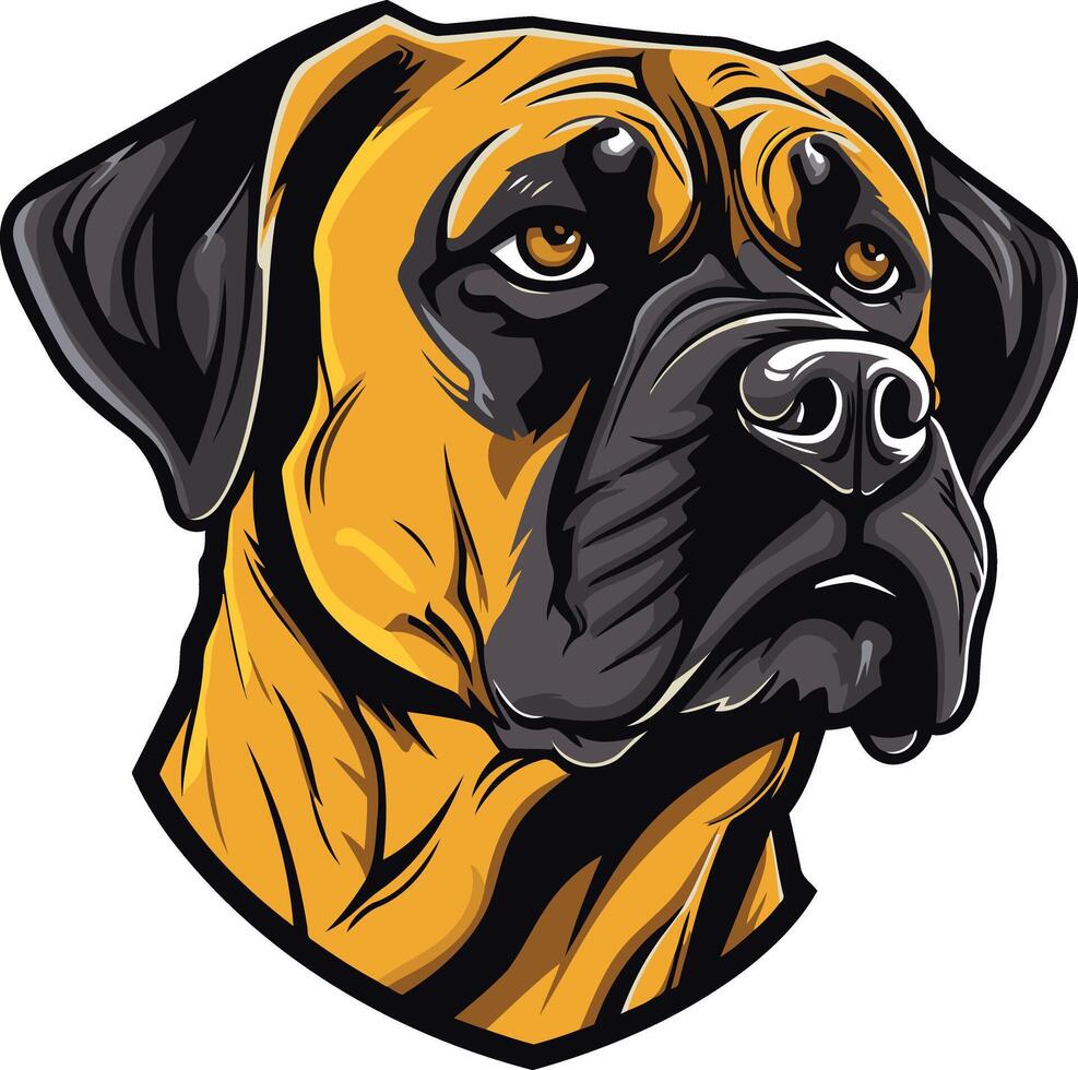 A fierce and powerful bullmastiff head illustration, perfect for logos, branding, and designs vector