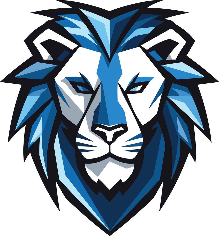 Geometric Blue Lion Head Mascot vector