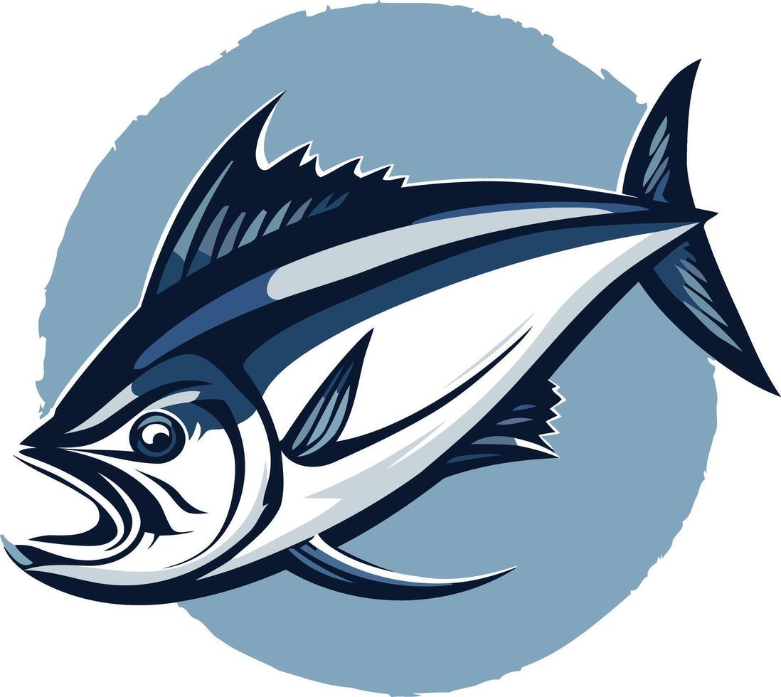 Bold and dynamic illustration of a tuna fish, perfect for branding, logos, or seafood related designs vector