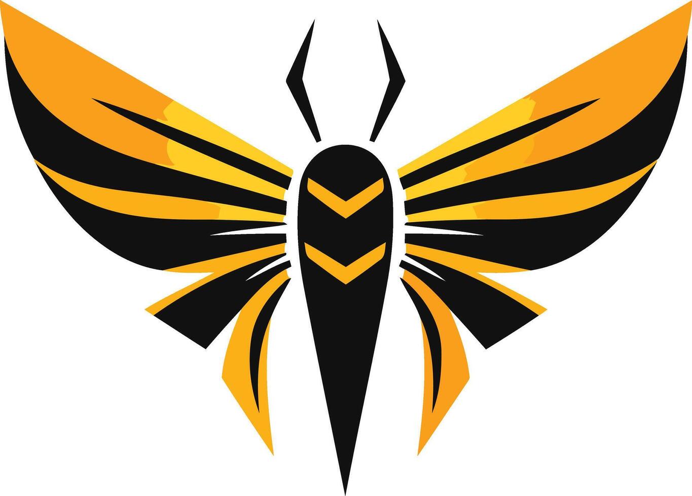 A striking, abstract logo depicting a stylized butterfly with black and yellow wings vector