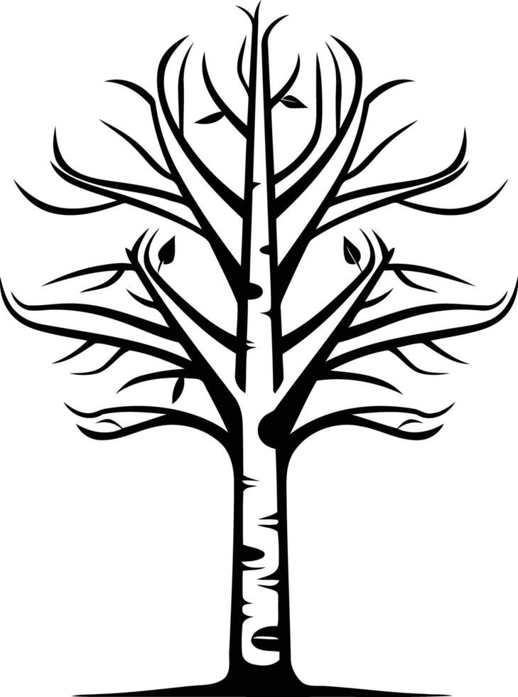 A simple yet elegant silhouette of a tree with bare branches, perfect for logo design, website headers, and nature themed projects vector