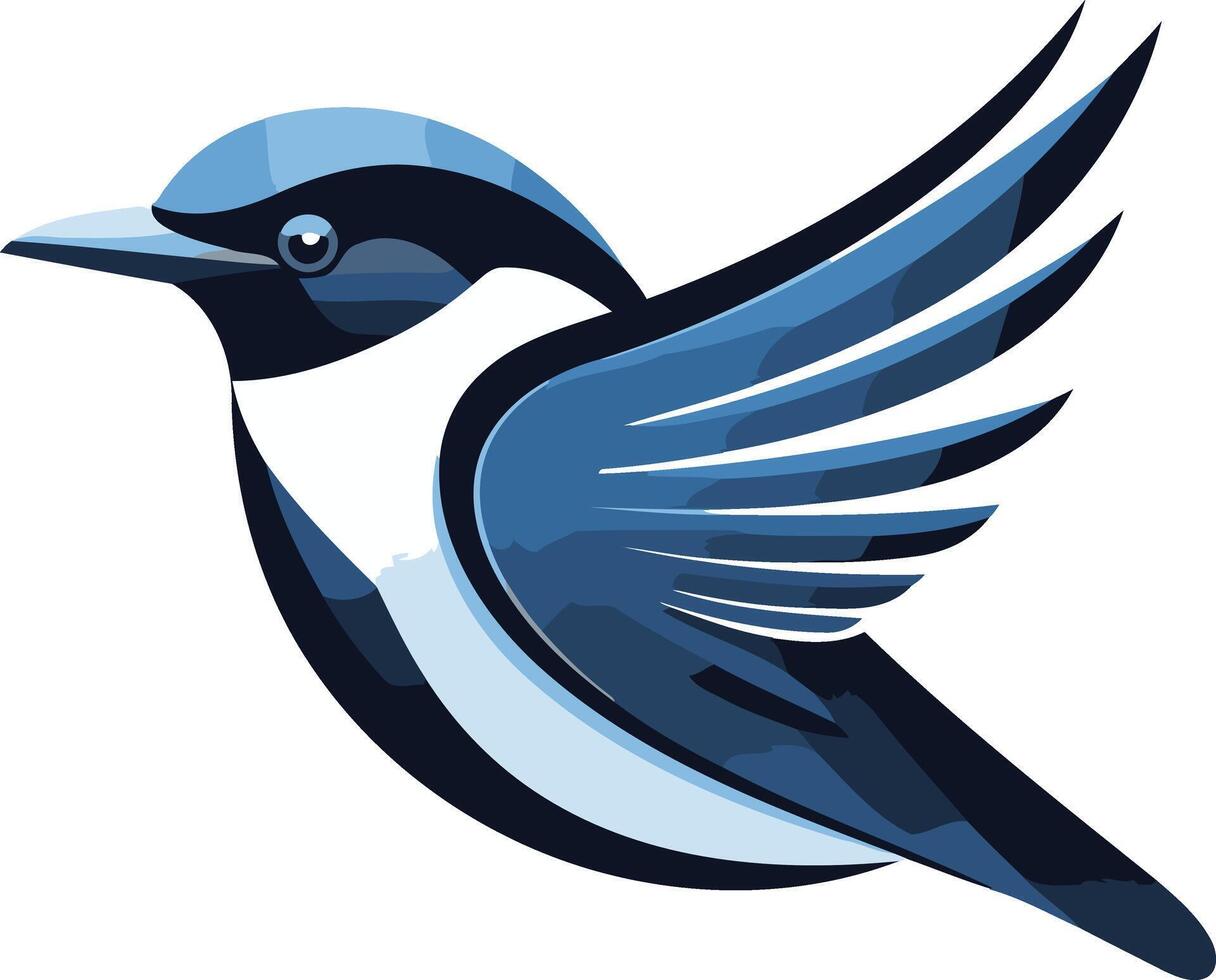 Stylized blue bird logo with wings spread, perfect for a nature inspired brand or app icon vector