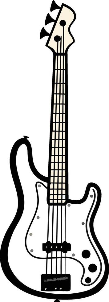 Simple line drawing of a bass guitar, perfect for music related designs, illustrations, or web graphics vector