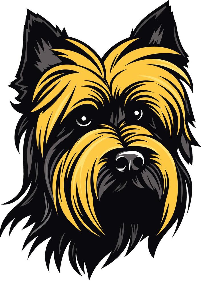 A cute and friendly cairn terrier with a fluffy yellow coat and black face, perfect for pet related designs, pet products, or social media posts vector