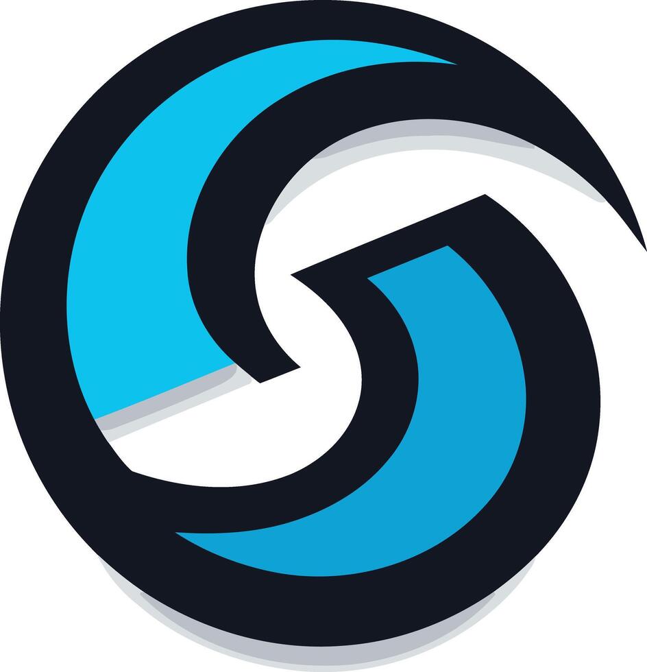 Abstract logo design featuring a blue and black circular pattern, perfect for branding a modern and dynamic company vector