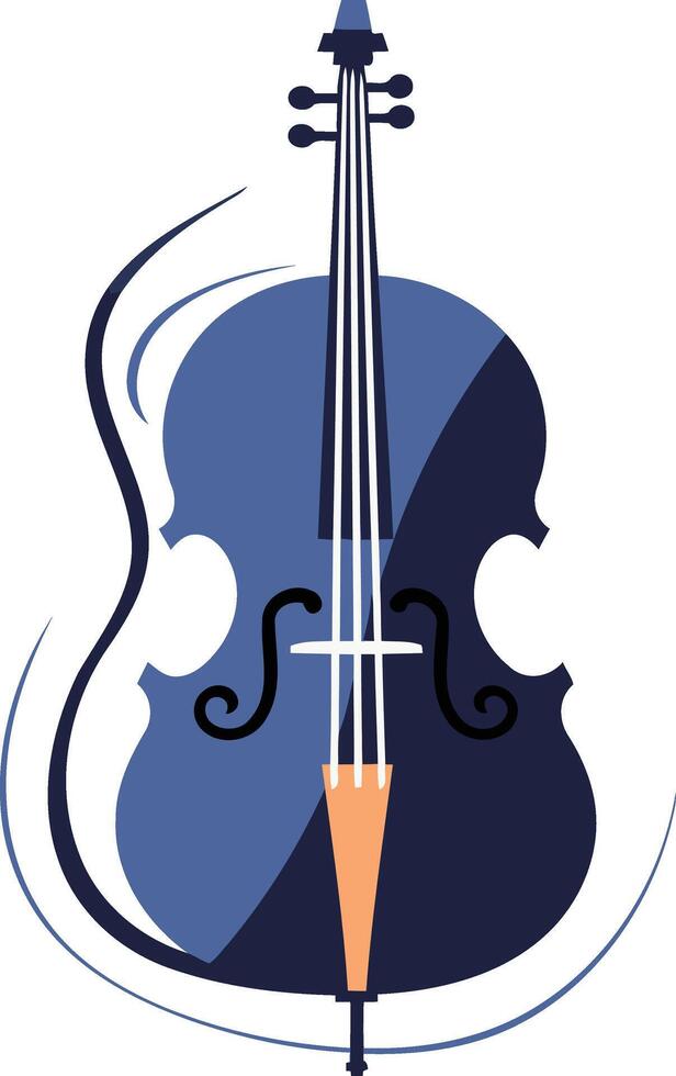 A simple, stylized illustration of a cello in blue and black, perfect for music related designs, websites, and social media vector