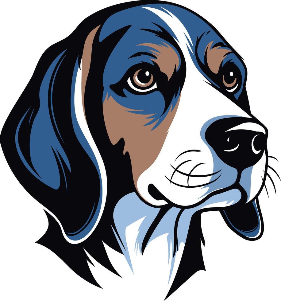 A stylized, graphic illustration of a beagle dog's head, perfect for pet related brands and designs vector