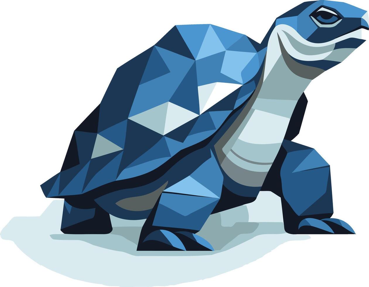 A stylized, blue turtle with a geometric design vector