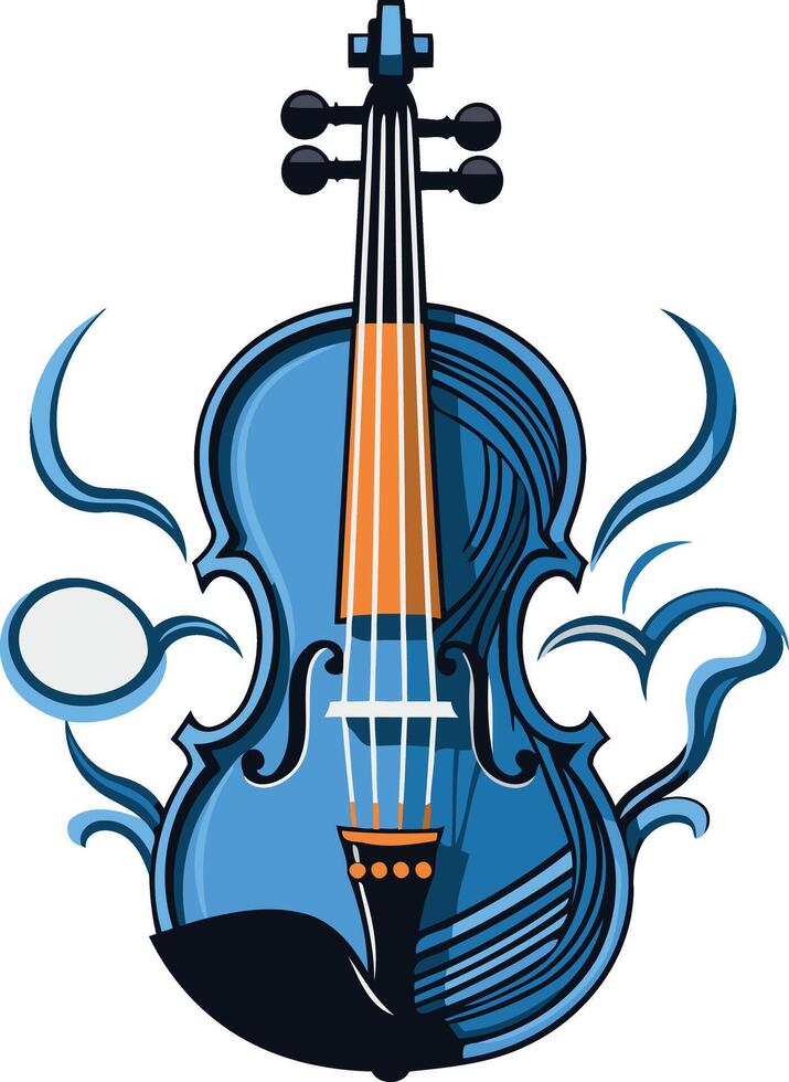 A stylized blue violin with a swirling design, perfect for music, education, or cultural themed projects vector