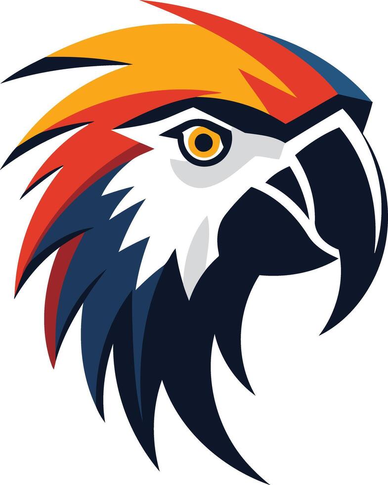Bold, colorful parrot logo design, perfect for a business or brand seeking a unique and eye catching symbol vector