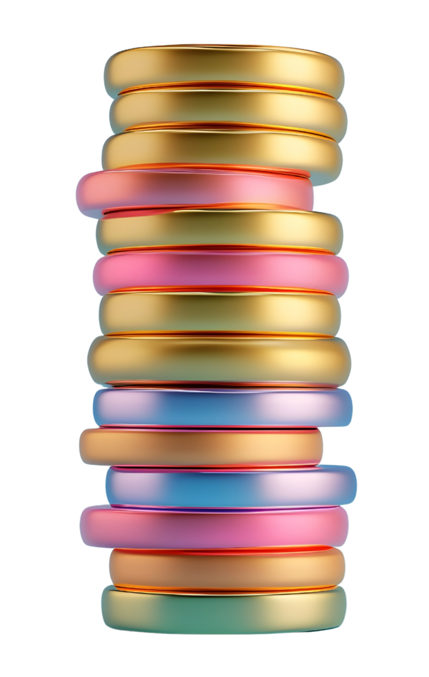 3D Icon of Stacked Gold Coins with Vibrant Finish, Representing Profit png