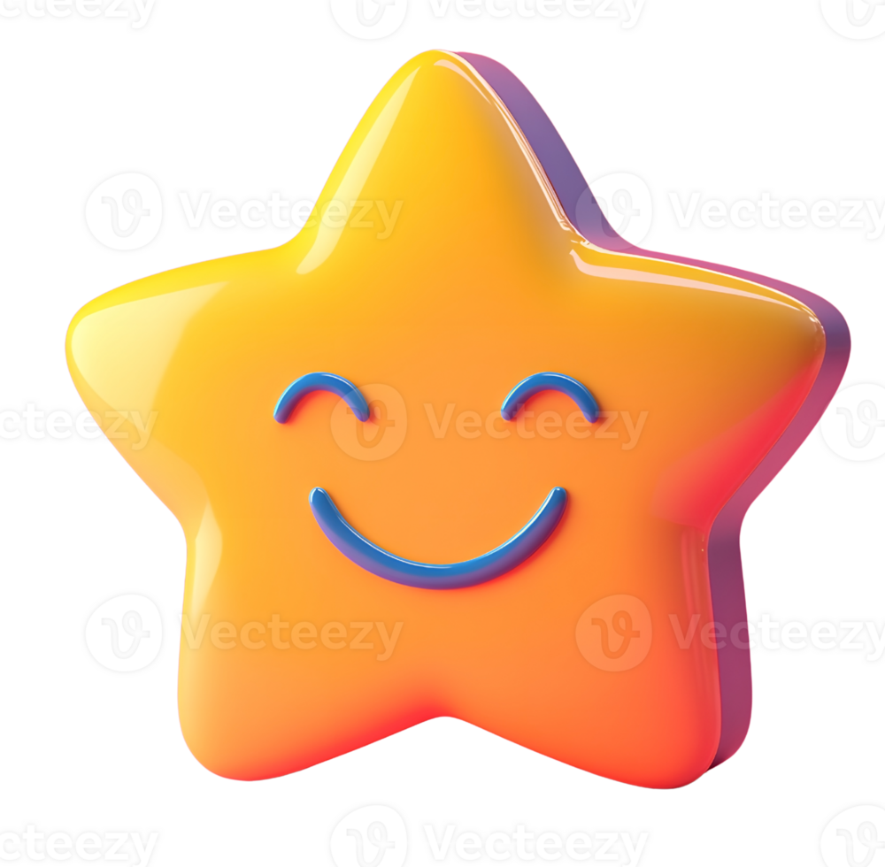 3D Smiling Star Face Icon, Symbolizing Positive Customer Experience png