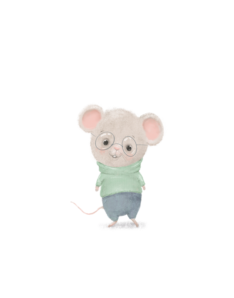 Hand draw Cute baby Animal mouse, funny animal png