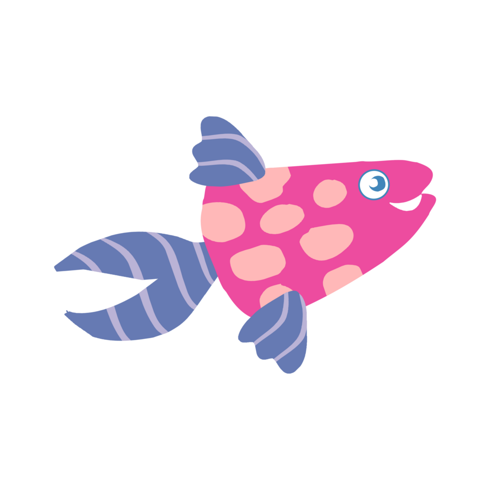 Pink fish cute cartoon illustration png