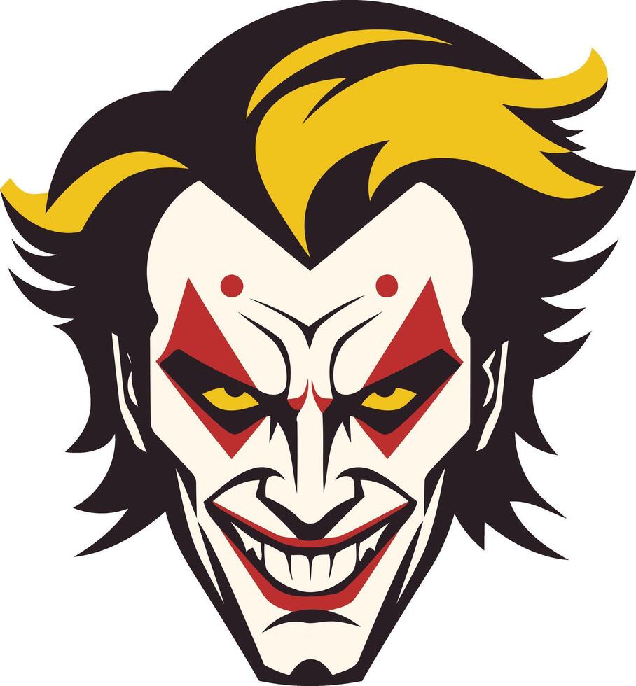 A menacing, cartoon style illustration of a man's face with an evil grin vector