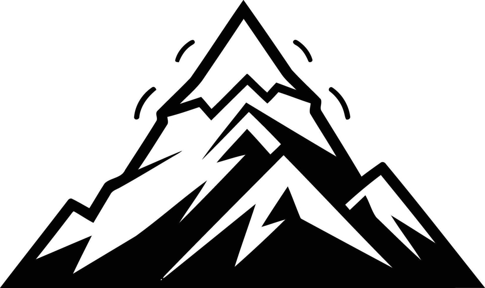 Simple black and white mountain peak icon vector
