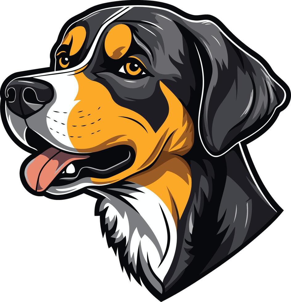 A bold and expressive illustration of a bernese mountain dog head, perfect for branding, design projects, or pet related content vector