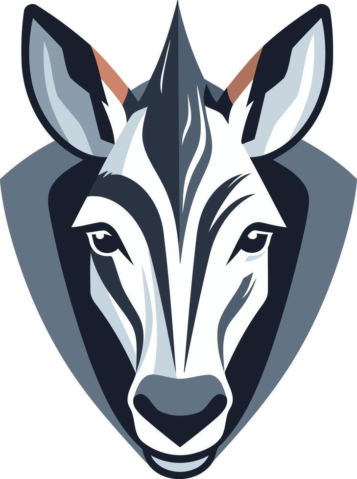 A bold and striking illustration of a zebra's head, featuring a close up view of its distinctive markings and expressive eyes vector