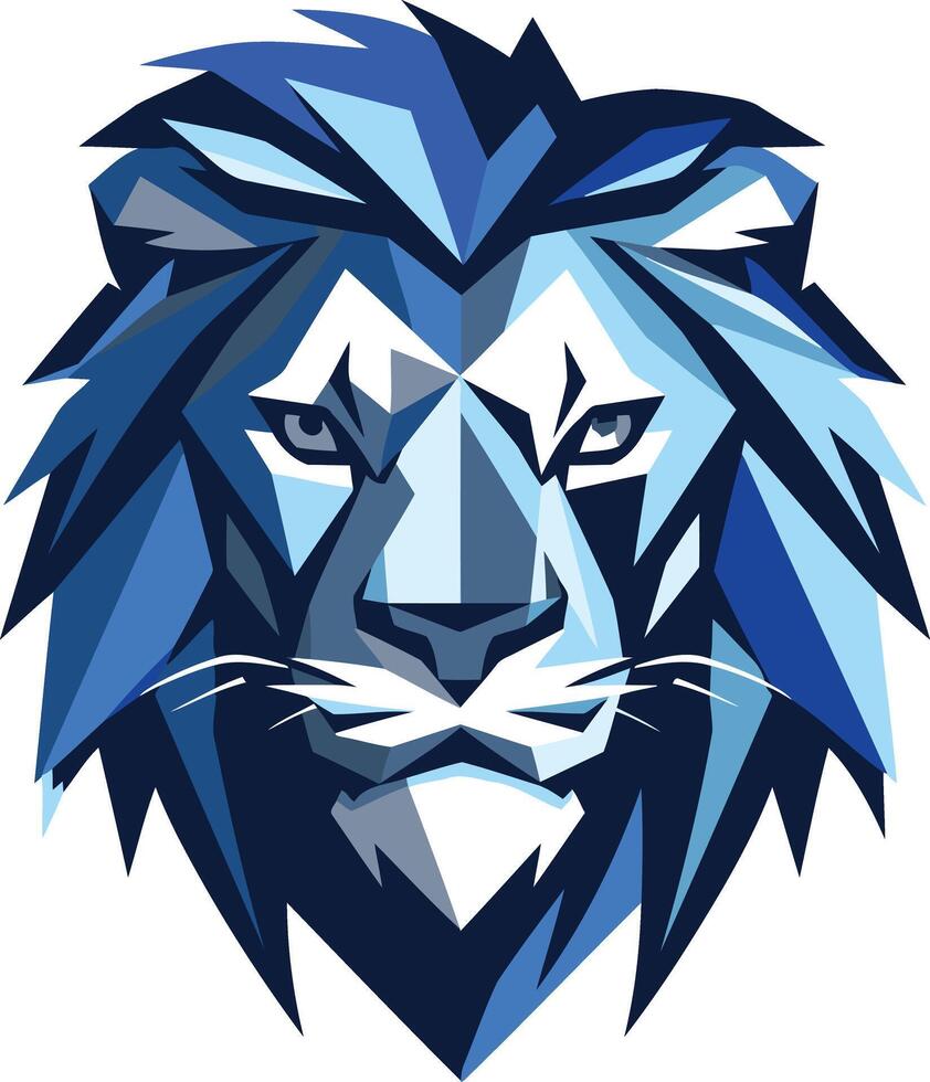 Geometric Lion with Blue Tones vector
