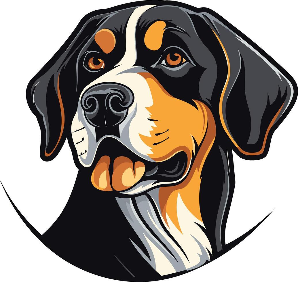 A cute and friendly bernese mountain dog portrait, perfect for pet related designs, dog breed posters, or logo creation vector