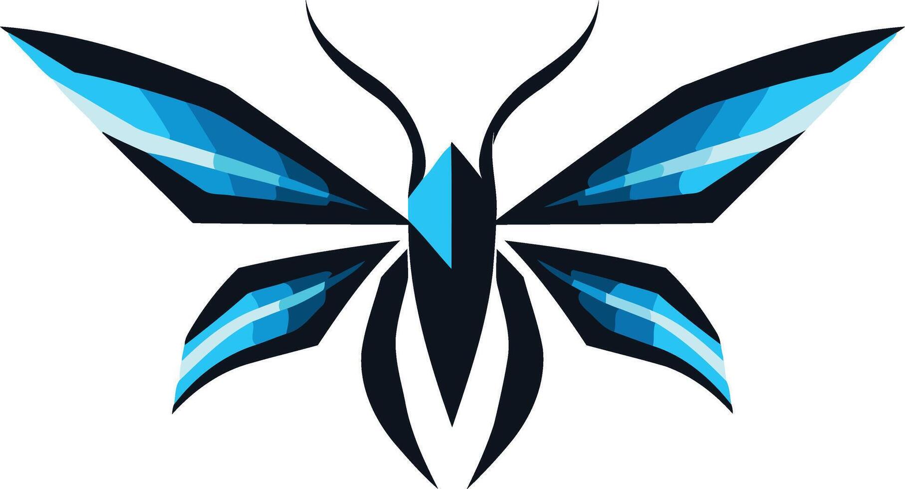 Modern, abstract butterfly logo with sharp geometric lines and vibrant blue accents vector
