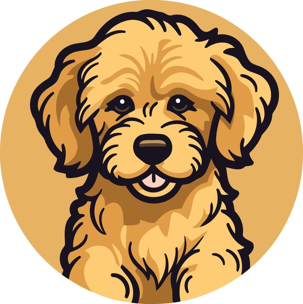Adorable cartoon doodle of a happy golden doodle puppy vector