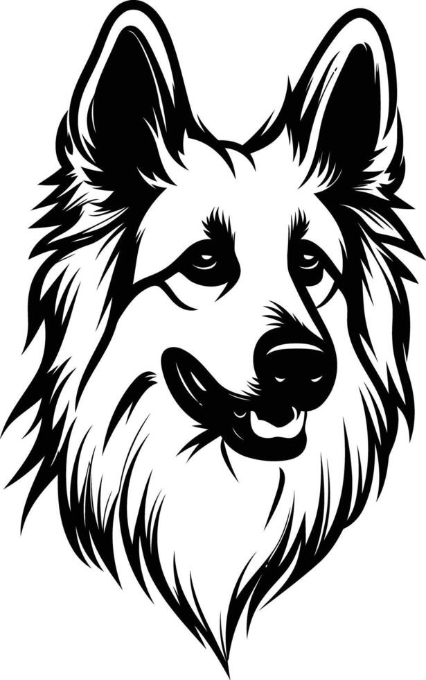 A bold and striking black and white illustration of a german shepherd's head vector