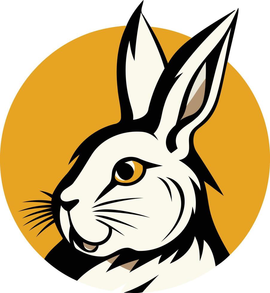 A stylized illustration of a rabbit's face, with a bold, graphic design perfect for branding or logo design vector