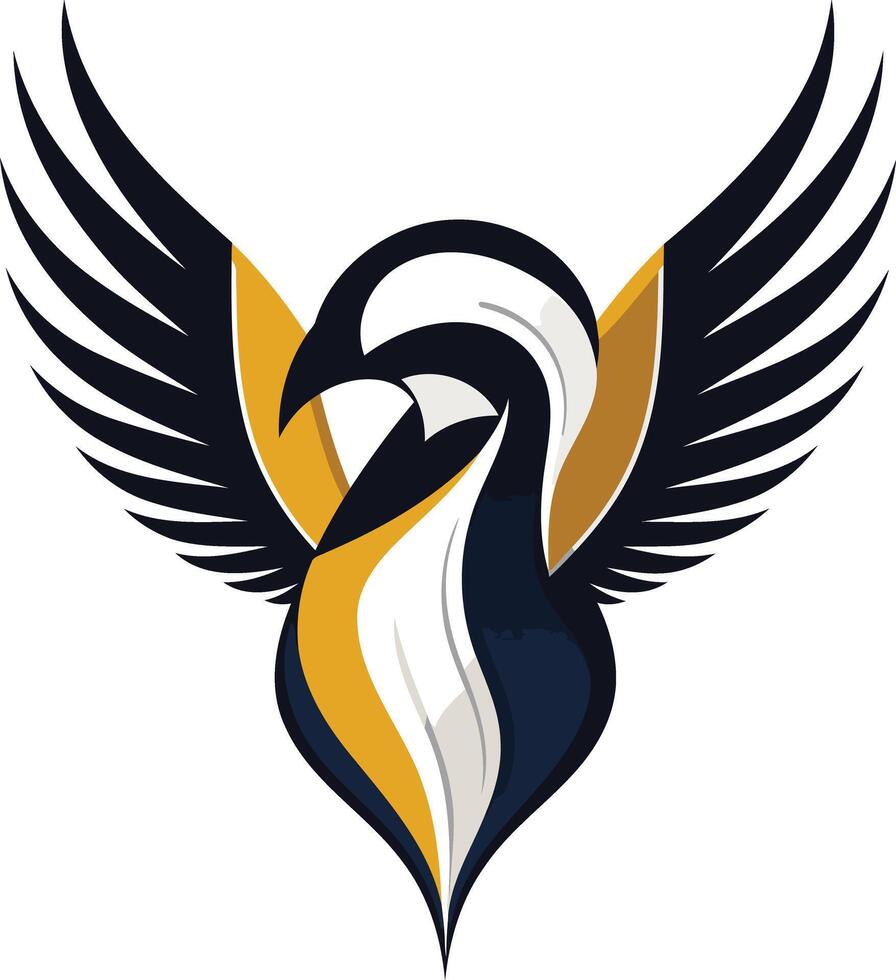 Bold and dynamic logo featuring a stylized bird with spread wings, ideal for branding, sports, and gaming applications vector