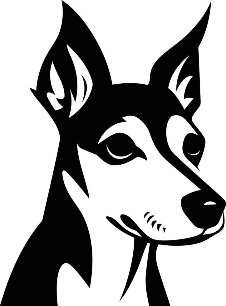 A striking black and white silhouette of a rat terrier dog, perfect for branding, logos, and pet related designs vector