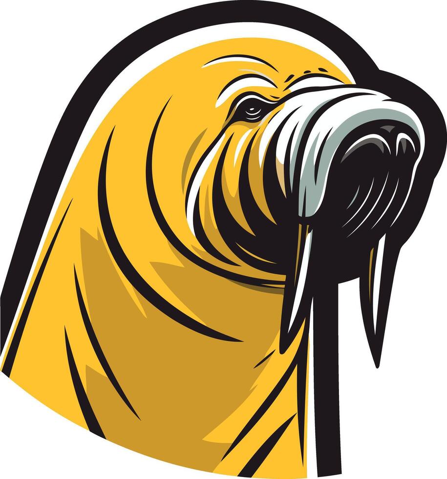 A cartoon illustration of a walrus with a friendly, almost comical expression vector