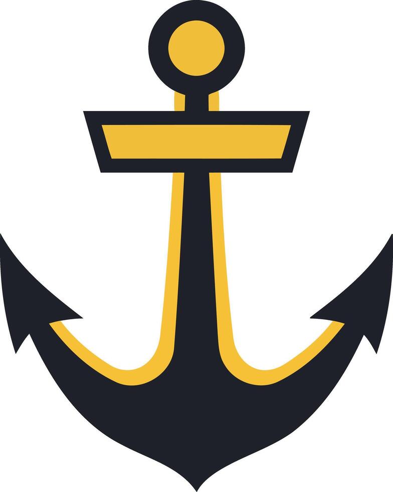 A simple, modern anchor design in black and yellow vector