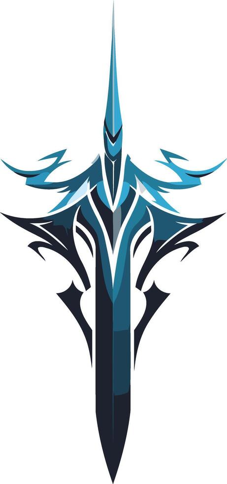 Abstract sword logo with blue and black design vector