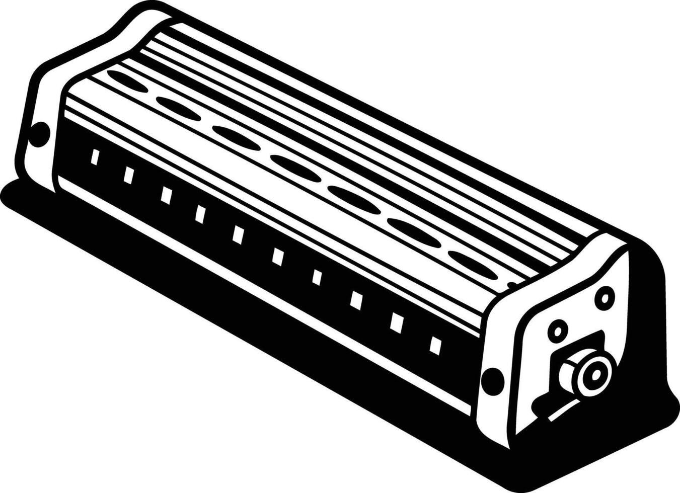Black and white illustration of a harmonica, perfect for music themed designs and projects vector