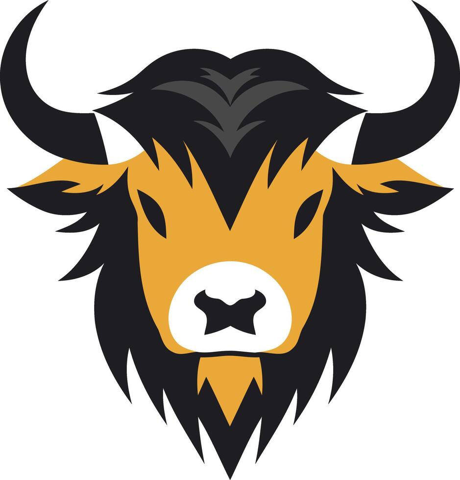 A bold and striking illustration of a yak head, perfect for branding, logos, and designs related to strength, resilience, and nature vector