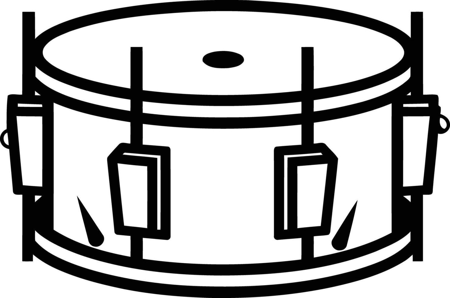 A simple line drawing of a snare drum vector