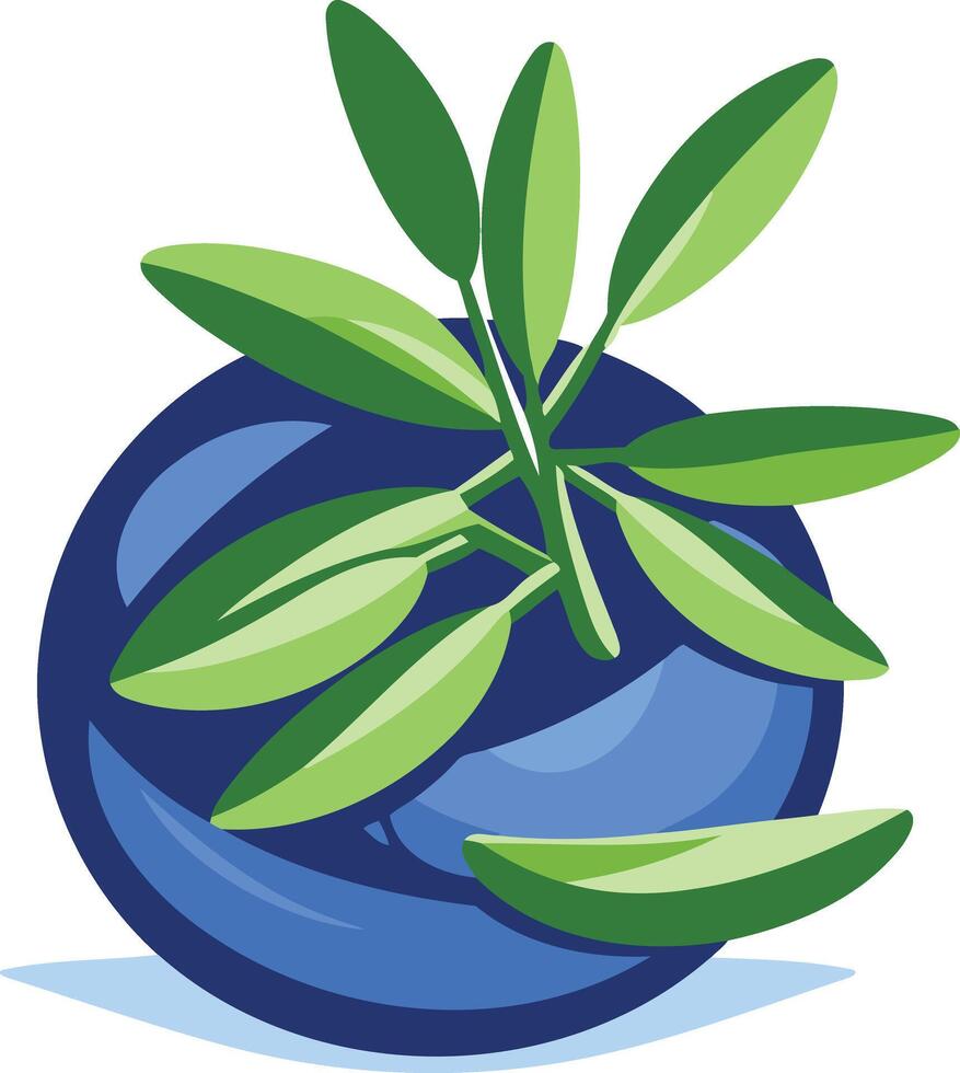 A vibrant and stylized logo featuring a blue circle with green leaves, representing growth, nature, and sustainability vector