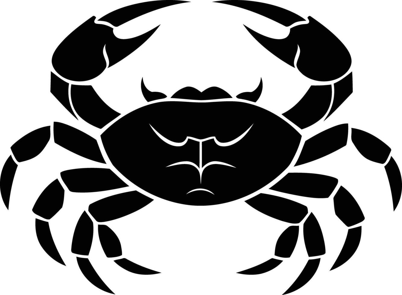 Simple black and white silhouette of a crab vector