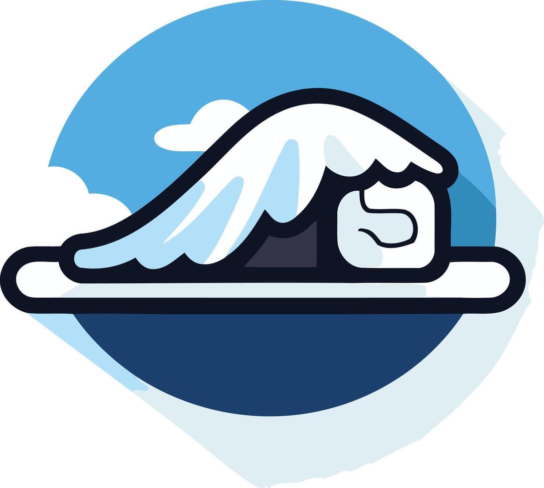 Cute, cartoon style illustration of a sushi roll shaped like a wave crashing vector