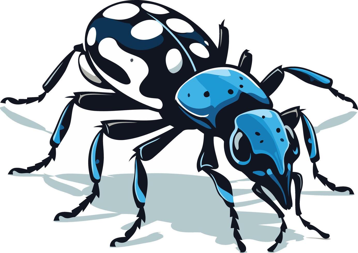 A vibrant illustration of a blue and black beetle with white spots vector