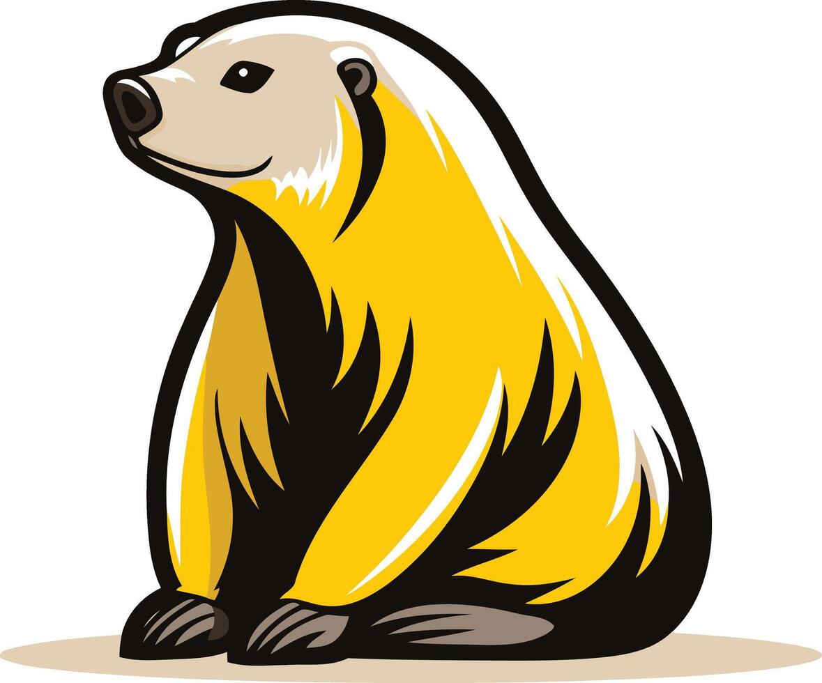 Cute cartoon illustration of a yellow and black groundhog vector